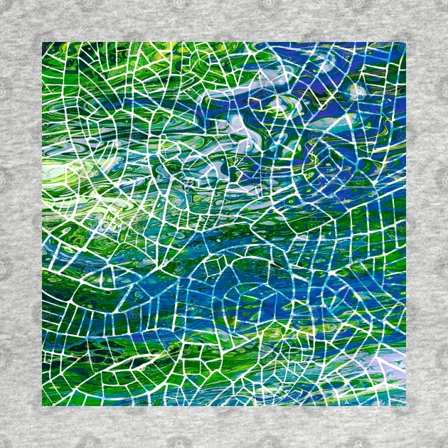 Earthy Mosaic Madness - Paint Pour Art - Unique and Vibrant Modern Home Decor for enhancing the living room, bedroom, dorm room, office or interior. Digitally manipulated acrylic painting. by cherdoodles